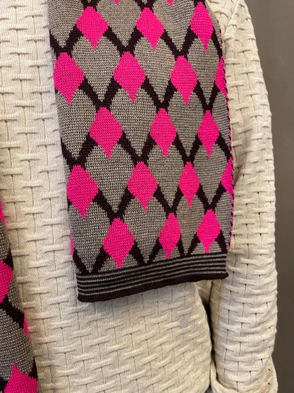 Mirri - Knitted Jacquard Scarf- Pink