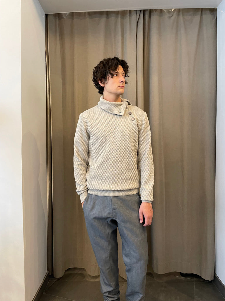 Noa - Textured Turtle Neck Sweater - Cream