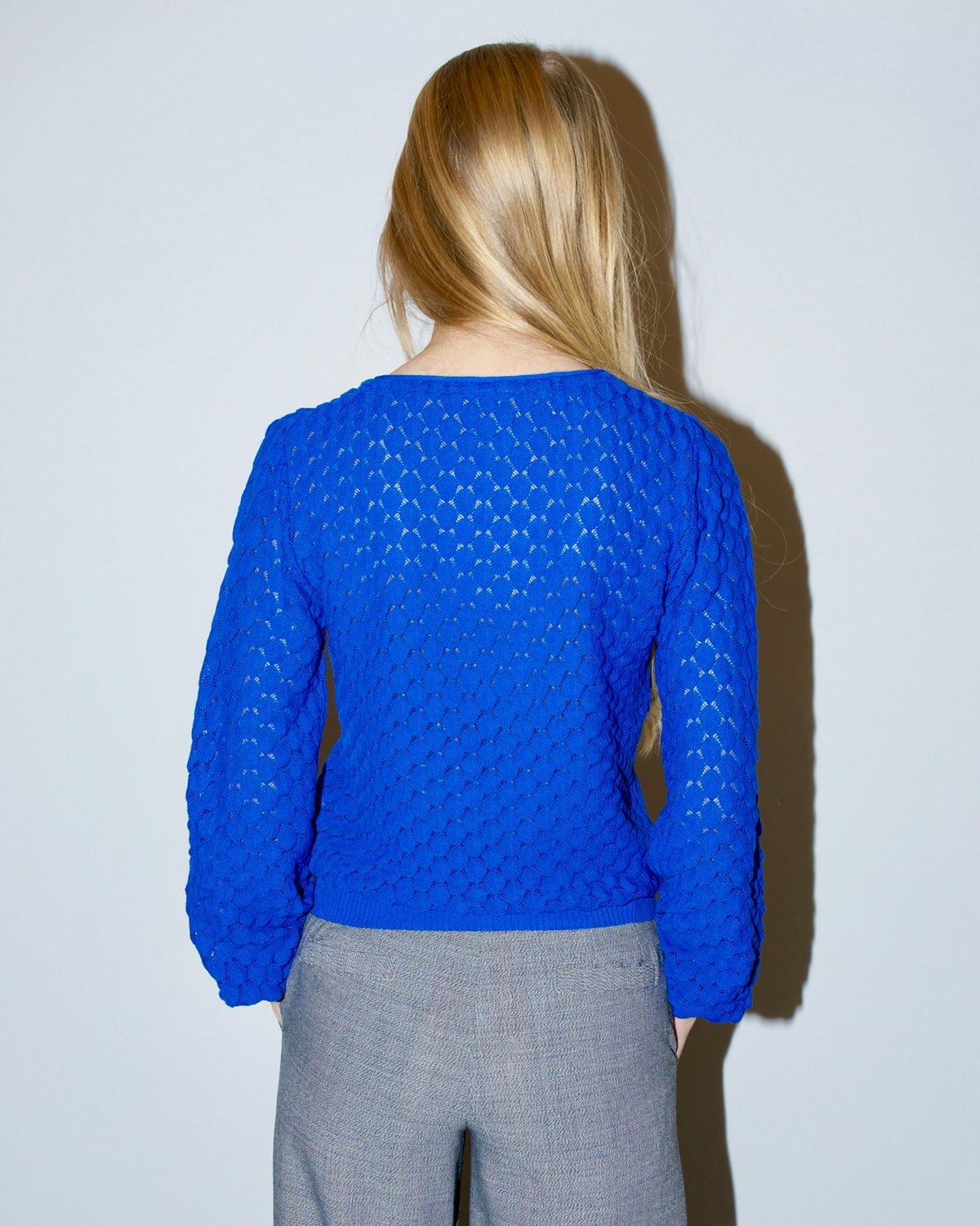 Skippy - Texture Lace Knit light Sweater - Royal Blue