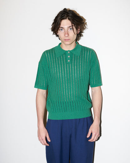 Wesley - Crepe Knit Polo Shirt - Green