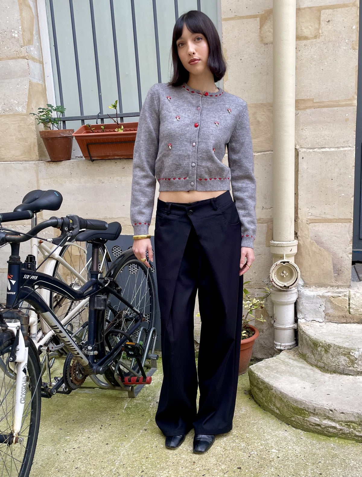 Miranda - Mushroom Appliqué Short Cardigan