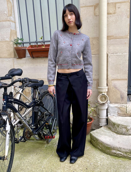 Miranda - Mushroom Appliqué Short Cardigan