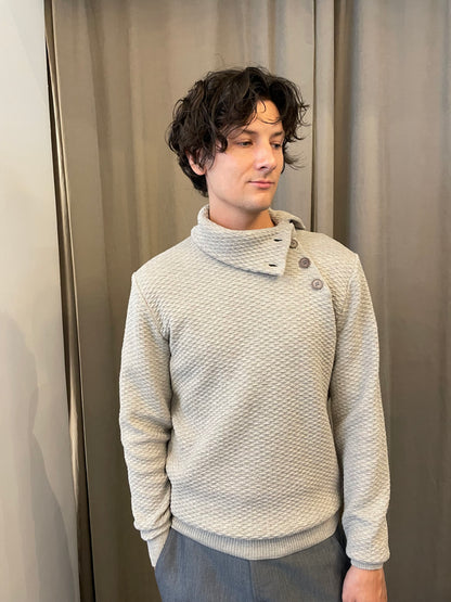 Noa - Textured Turtle Neck Sweater - Cream