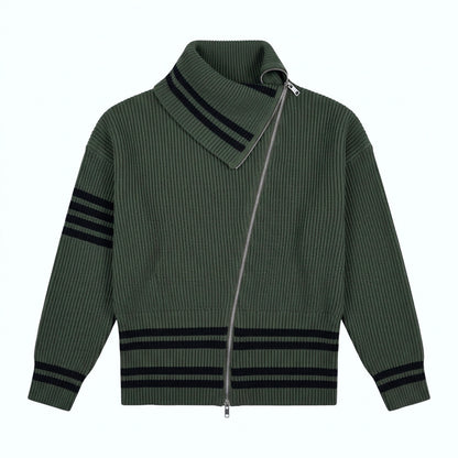 Eddy - High-Neck Diagonal Zip-up Turtleneck Cardigan - Man