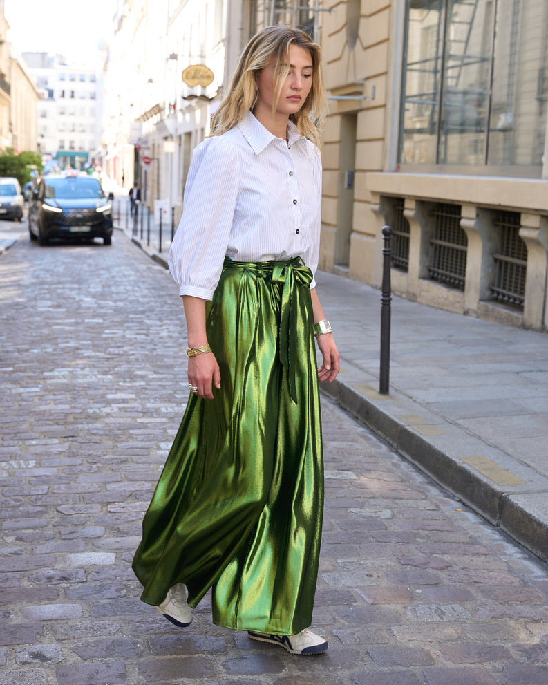 Trixie - Poplin Shirt With Puffy Sleeves - Fine Stripe