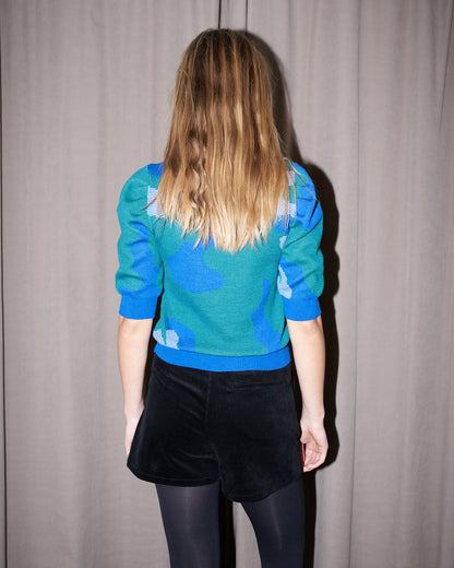 Desma - Pleated Sleeve Jacquard Sweater
