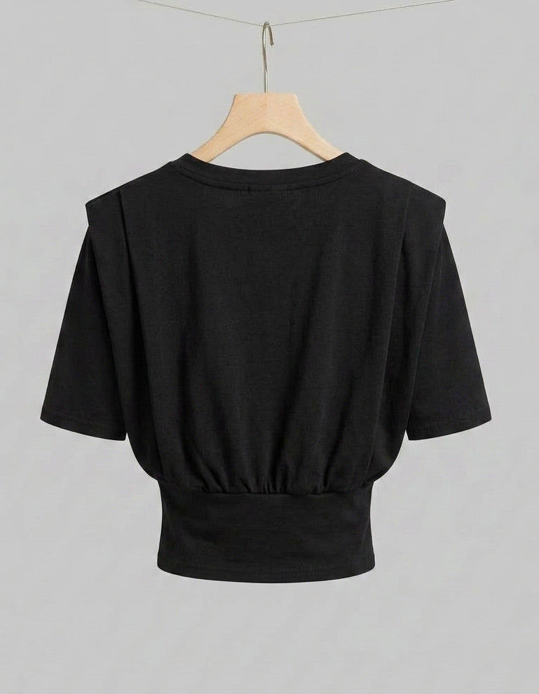 Peyo - Structured Soufflé Sleeve T-Shirt - Black
