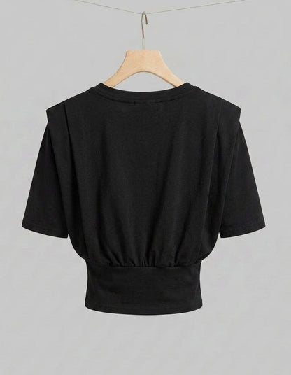 Peyo - Structured Soufflé Sleeve T-Shirt - Black