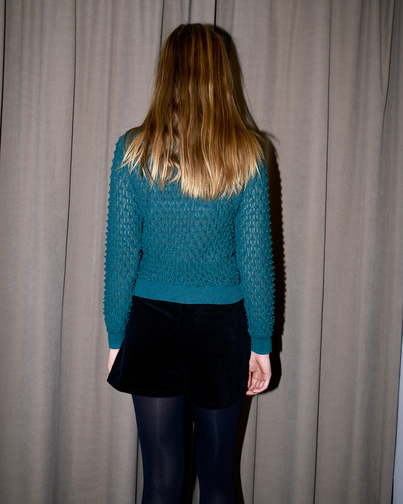 Vanity -  Textured Lace Knit Cardigan - Green