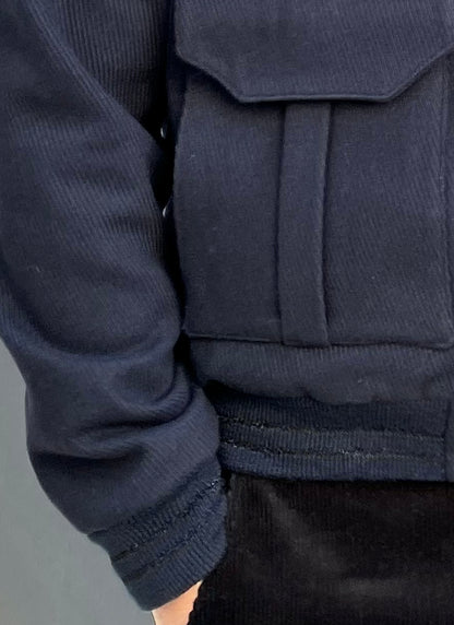 Liam-Wool Bomber Jacket-Navy