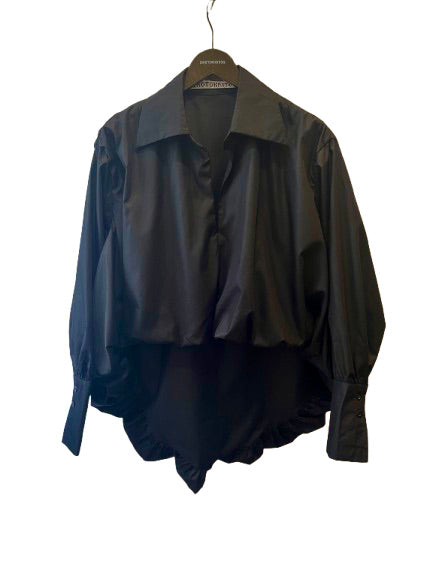 Mia - Balloon hem Couture Shirt - black
