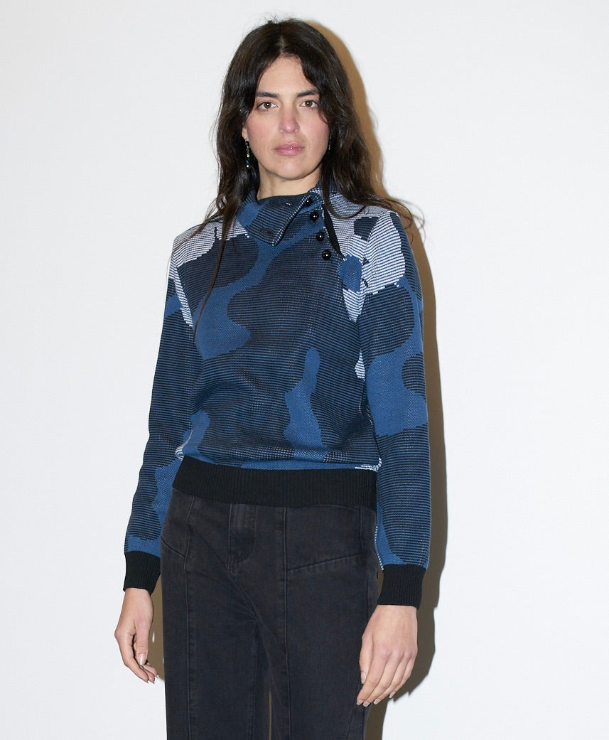 Destiny - Abstract Jacquard Warm Turtle Neck Sweater