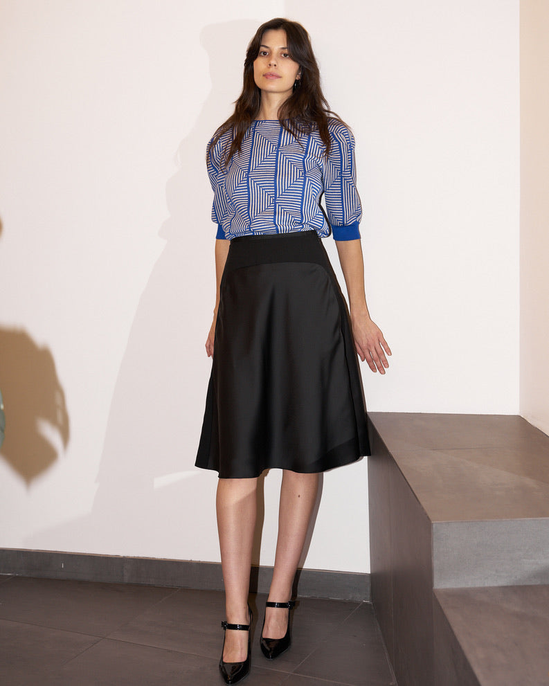 Frankie - Crepe Satin/Matte Crepe Knee Length Skirt