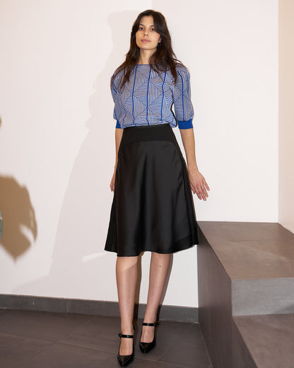 Frankie - Crepe Satin/Matte Crepe Knee Length Skirt