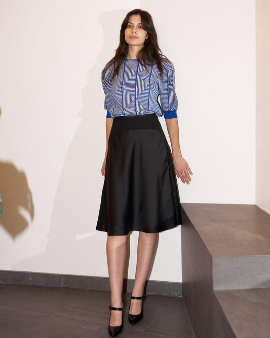 Frankie - Crepe Satin/Matte Crepe Knee Length Skirt