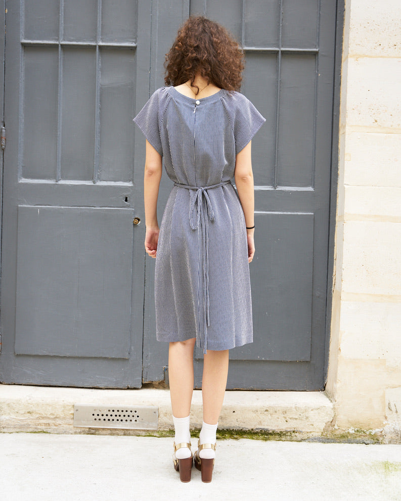 Rebecca-Silk Stripe Dress