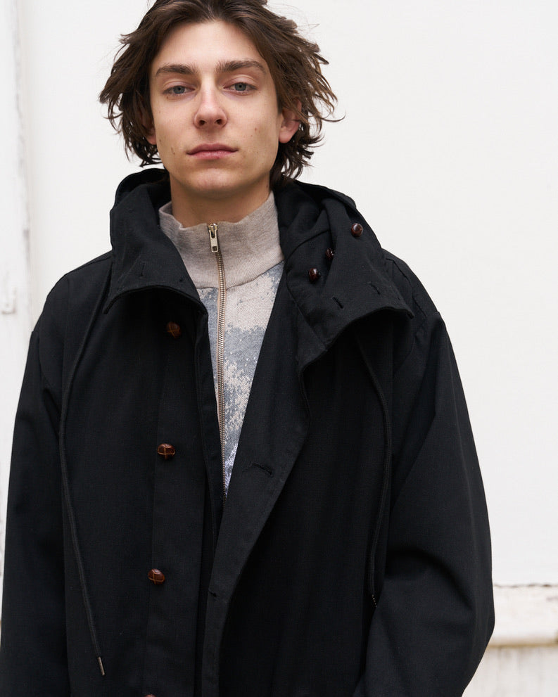 Josh - Oversized Tailored High Collar Hooded Trench Coat