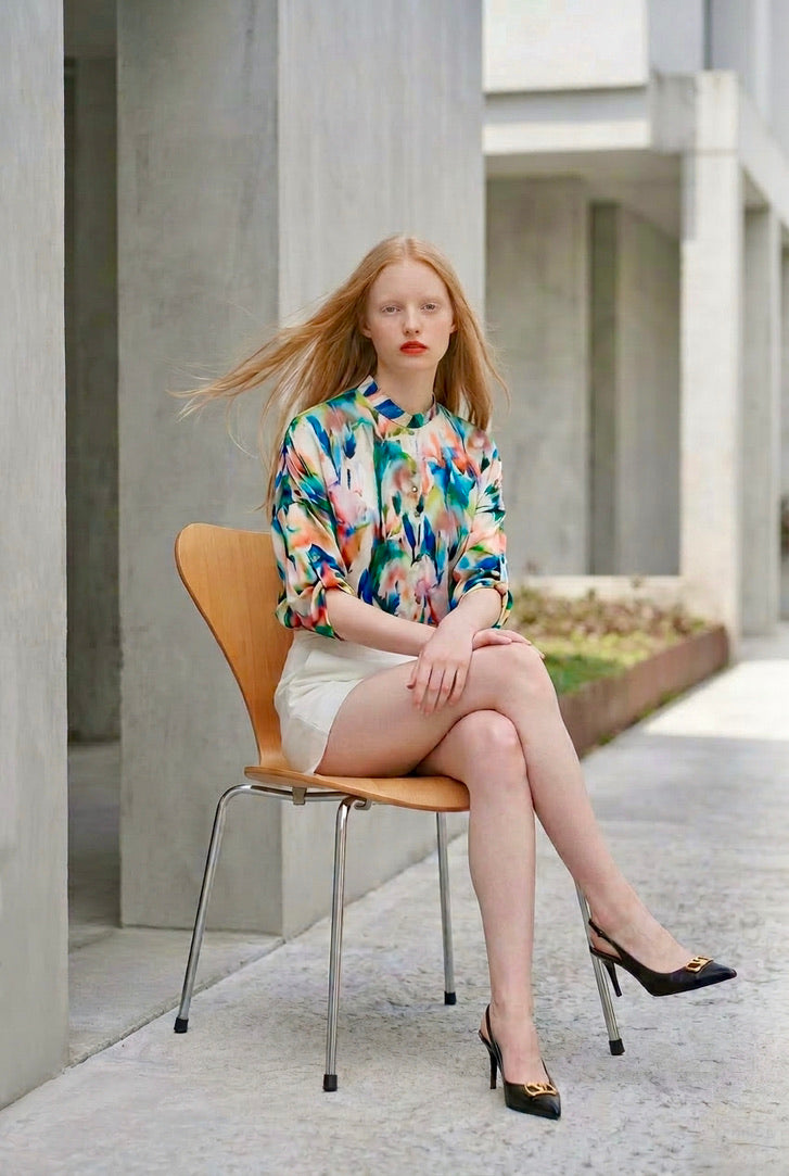 Whitney - Cotton Voile Shirt - Multicolor Print