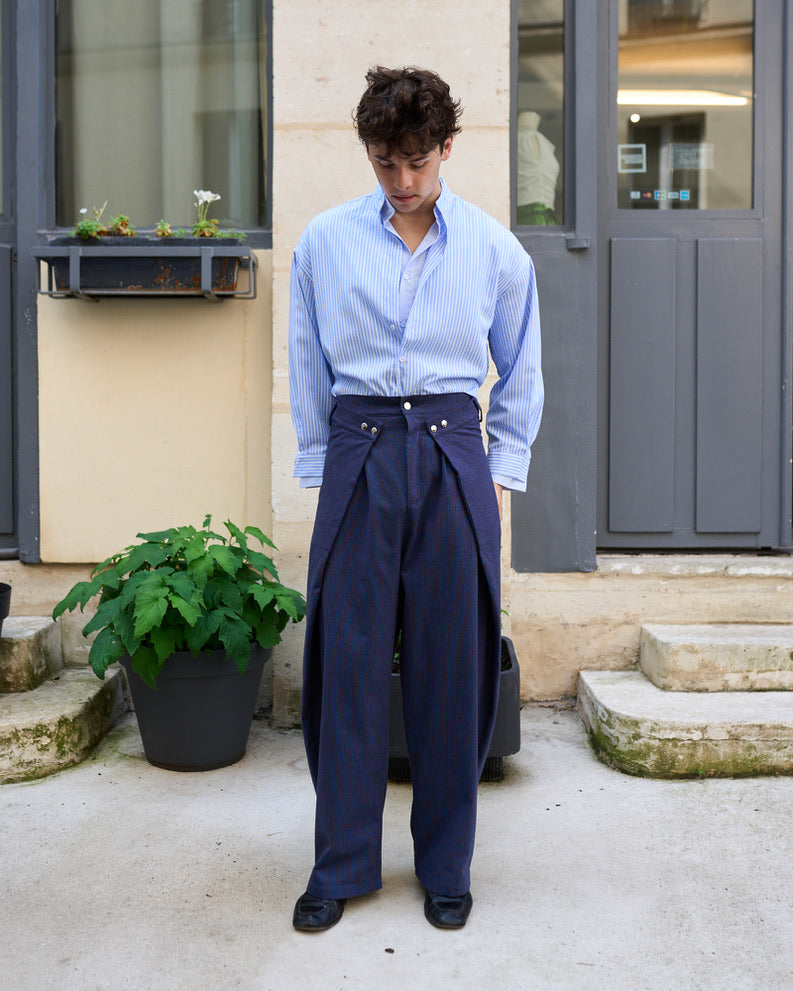 Zuri - Three Dimensional Pleated Pants - Stripe