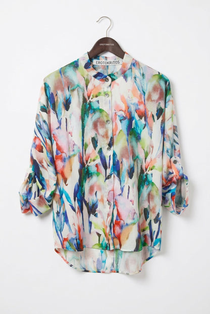 Whitney - Cotton Voile Shirt - Multicolor Print