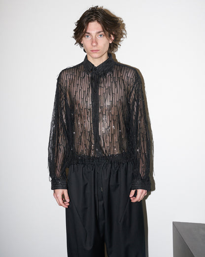 Chelsea - Sequin Fringed Tull Shirt - Black - M