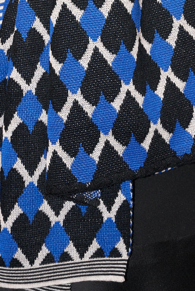 Mirri - Knitted Jacquard Scarf- Blue - F