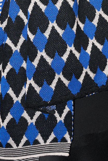 Mirri - Knitted Jacquard Scarf- Blue - F