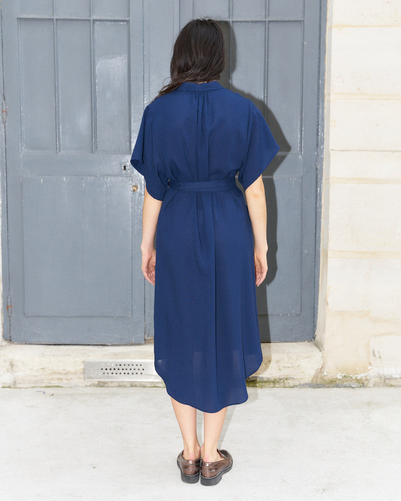 Dessa Modern Kimono style Dress-Navy Blue