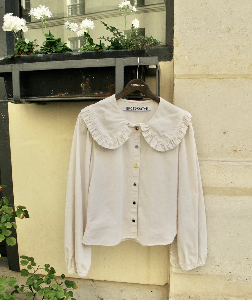 Erla-Retro Collar Soft Corduroy Shirt