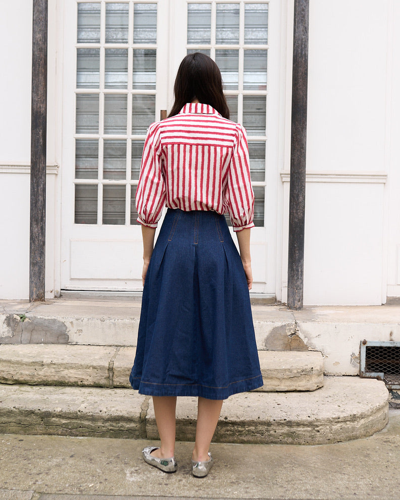 Trixie -  Stripe Shirt With Puffy Sleeves - Red