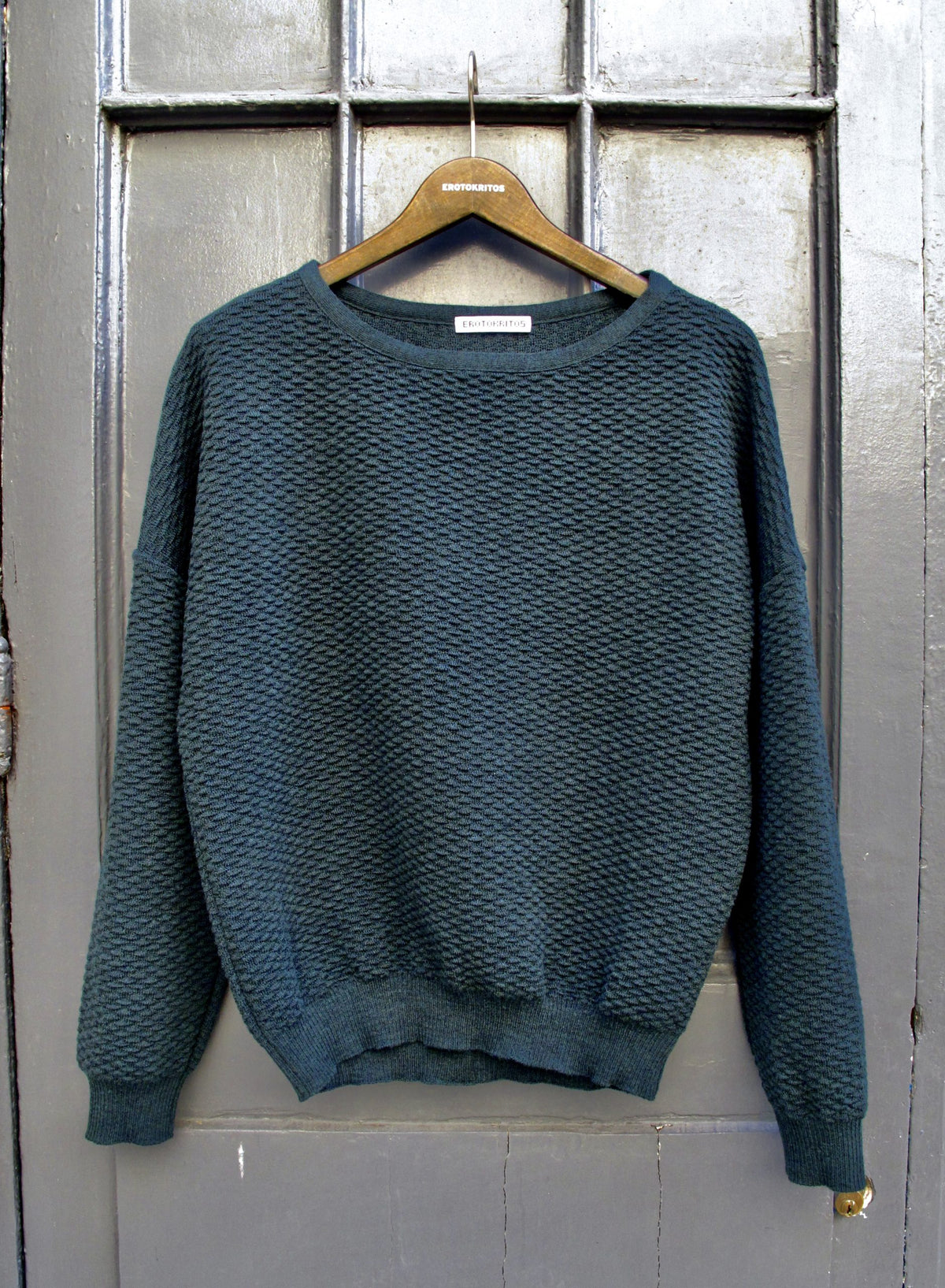 Fay Relaxed shape textured sweater-night green