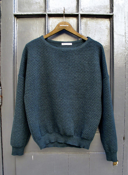 Fay Relaxed shape textured sweater-night green