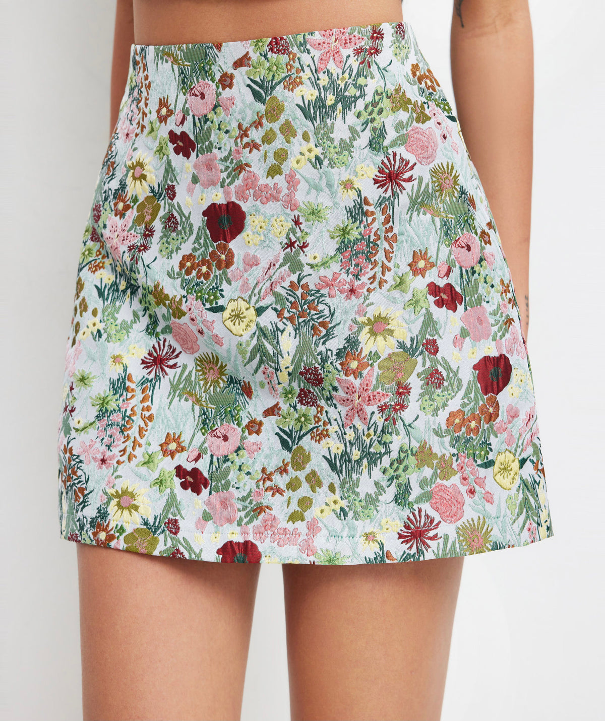 Alba - Silk-Blend Floral Brocade Mini Skirt