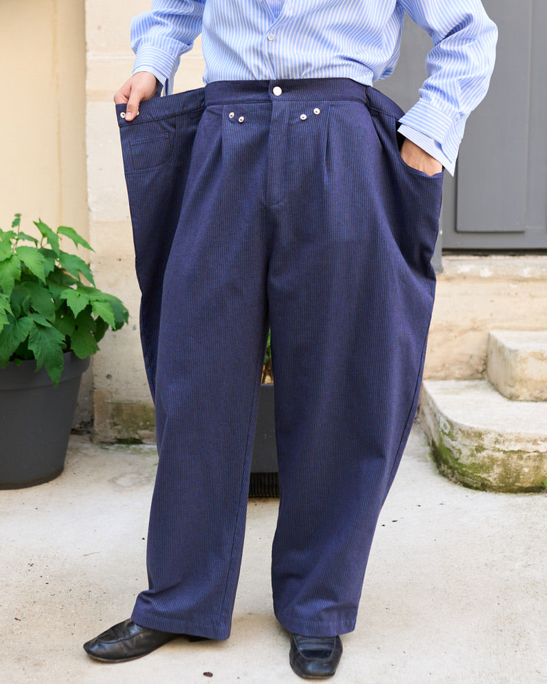 Zuri - Three Dimensional Pleated Pants - Stripe