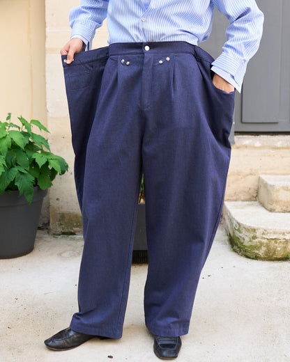 Zuri - Three Dimensional Pleated Pants - Stripe