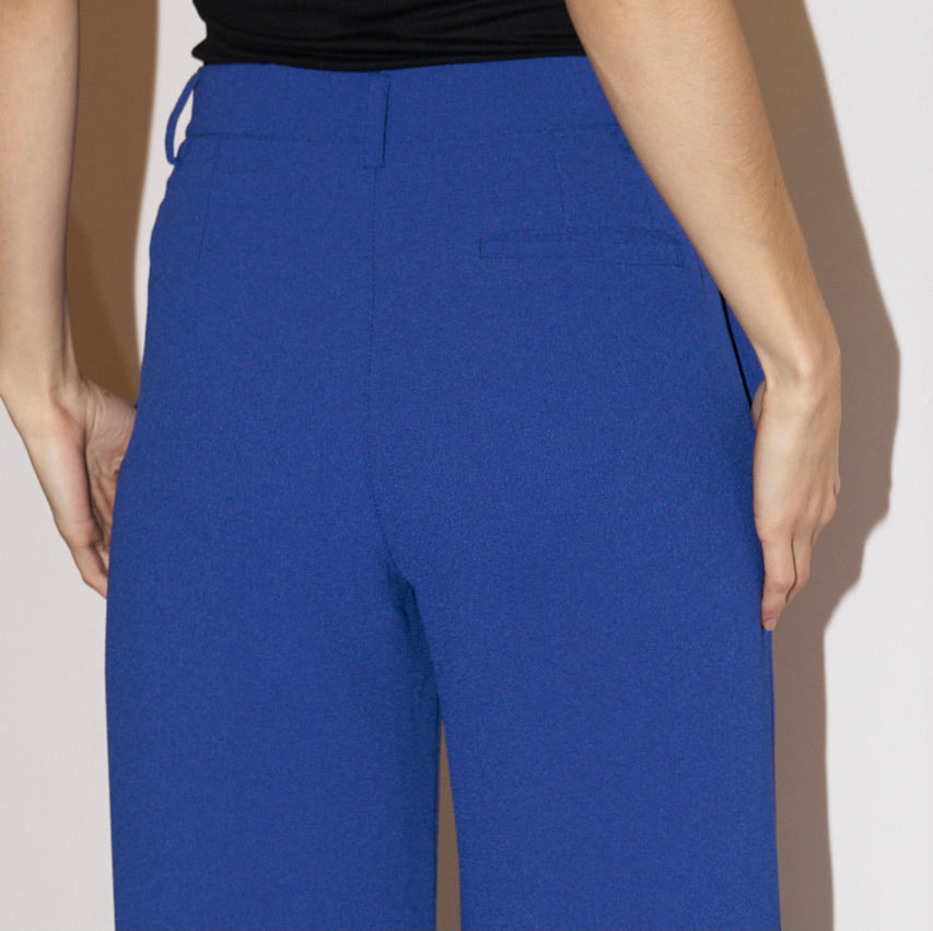 Amber - Wide Leg Fluid Crepe Pants - Blue