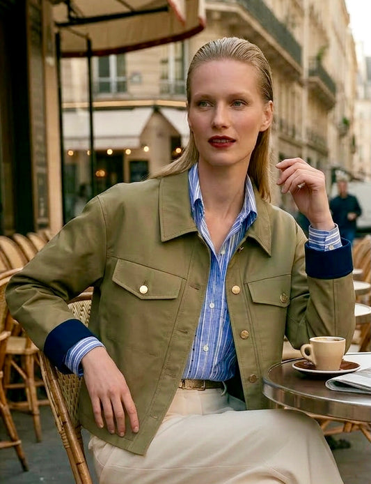 Mira - Cropped Cotton Jacket - Matcha green