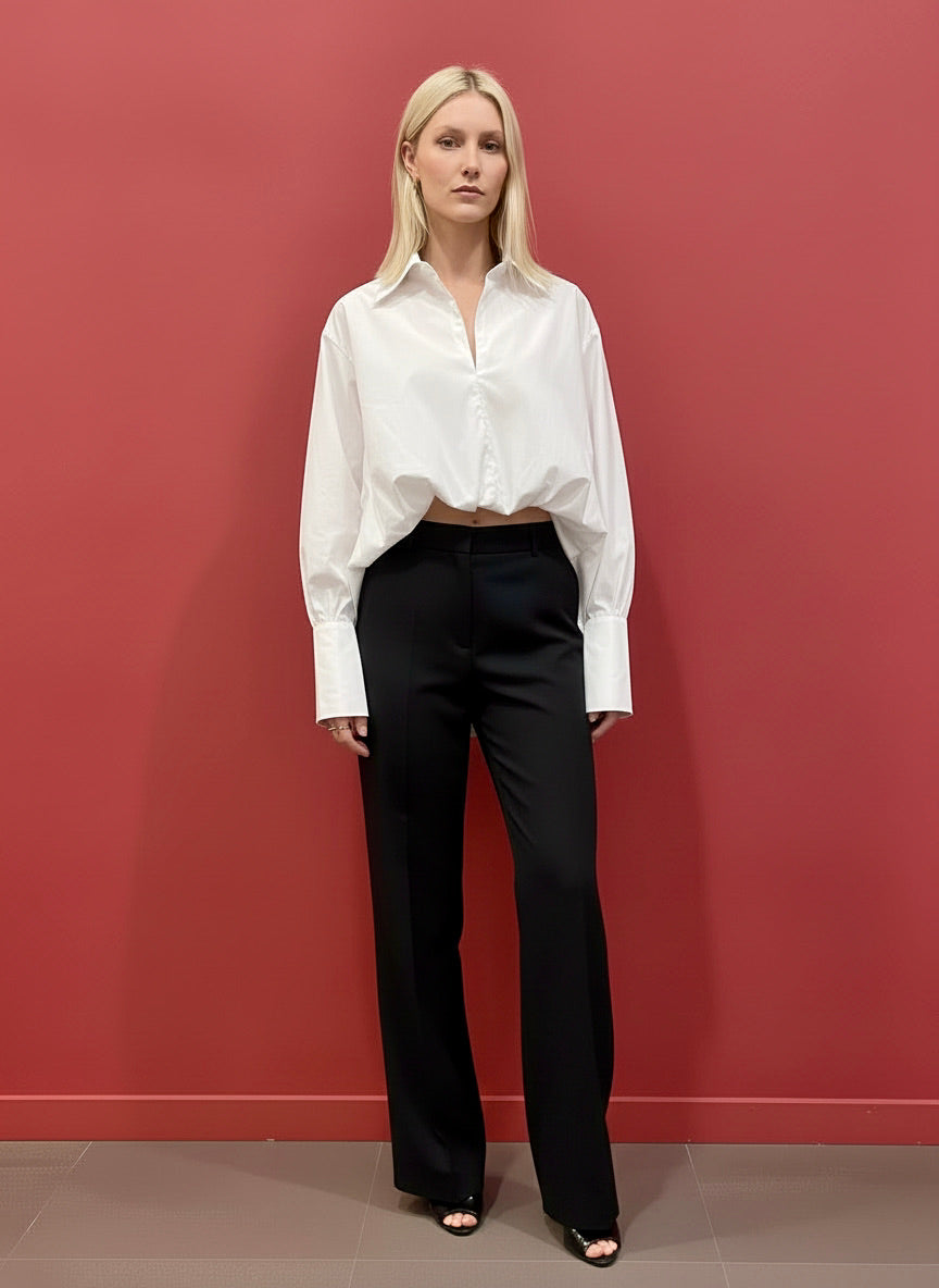 Mia - Balloon hem Couture Shirt - white