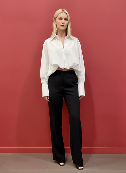 Mia - Balloon hem Couture Shirt - white