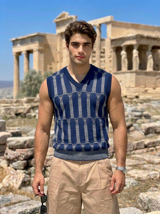 Patt - Greek Column Jacquard vest