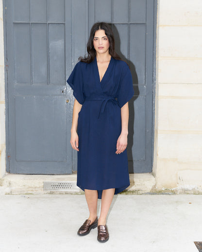Dessa Modern Kimono style Dress-Navy Blue