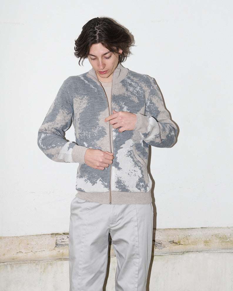 Bowen - Knitted Jacket with pockets - Abstract Marble