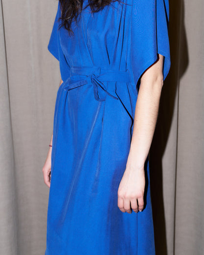 Dessa Modern Kimono style Dress-Semi Satin Silk-Royal Blue