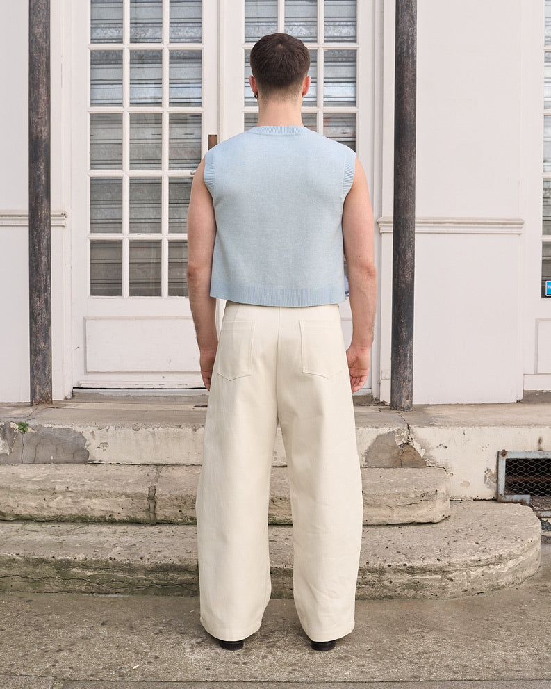 Zuri - Three Dimensional Pleated Pants - Ecru