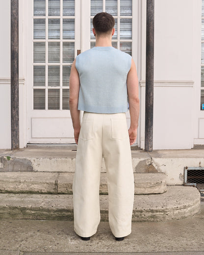 Zuri - Three Dimensional Pleated Pants - Ecru
