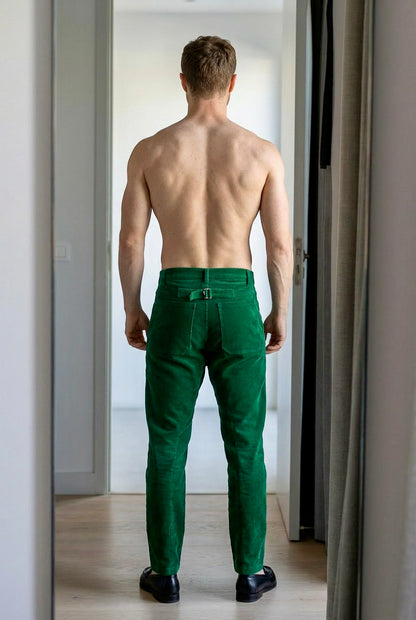 Dean - 1940s French Utility-Inspired Corduroy Trousers - Green
