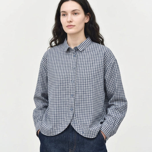 Leighton - Curved Hem Gingham Shirt
