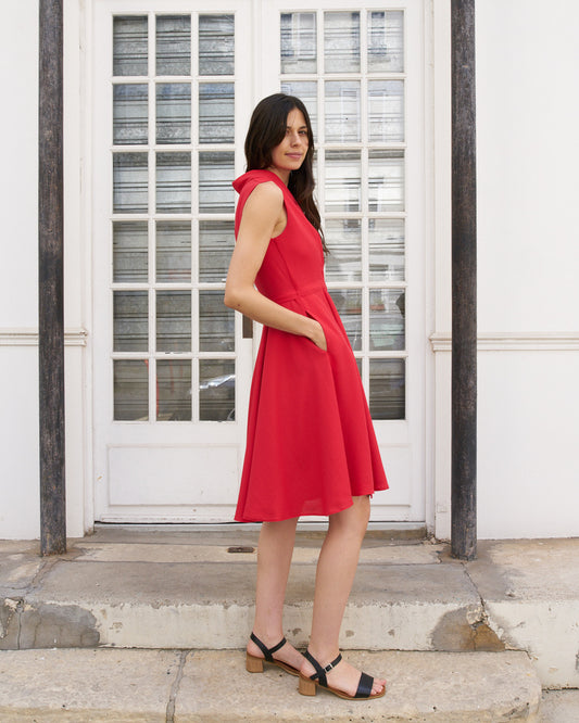 Reyna - Circle Wrap Dress - Red