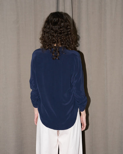 Whitney - Silk Shirt - Navy