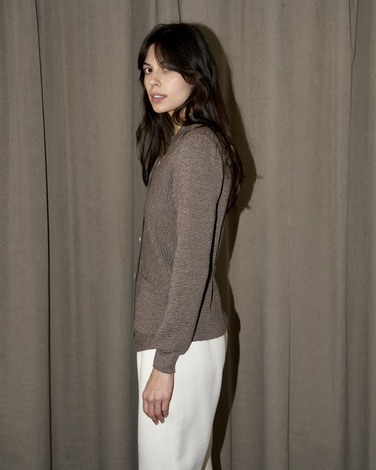 Fawna - Tailored Knitted Blazer - Taupe